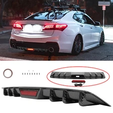 Carbon Rear Bumper Diffuser Spoiler W/ LED Lights For Acura TL TLX NSX RLX TSX