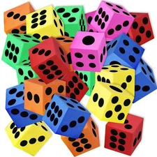 24 Pcs 1.5 Inch Big Foam Playing Dice Colorful Square Blocks for Party Favors