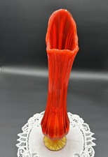 Vintage L E Smith Amberina Glass Swung Pedestal Vase Large 18 Inches Perfect 