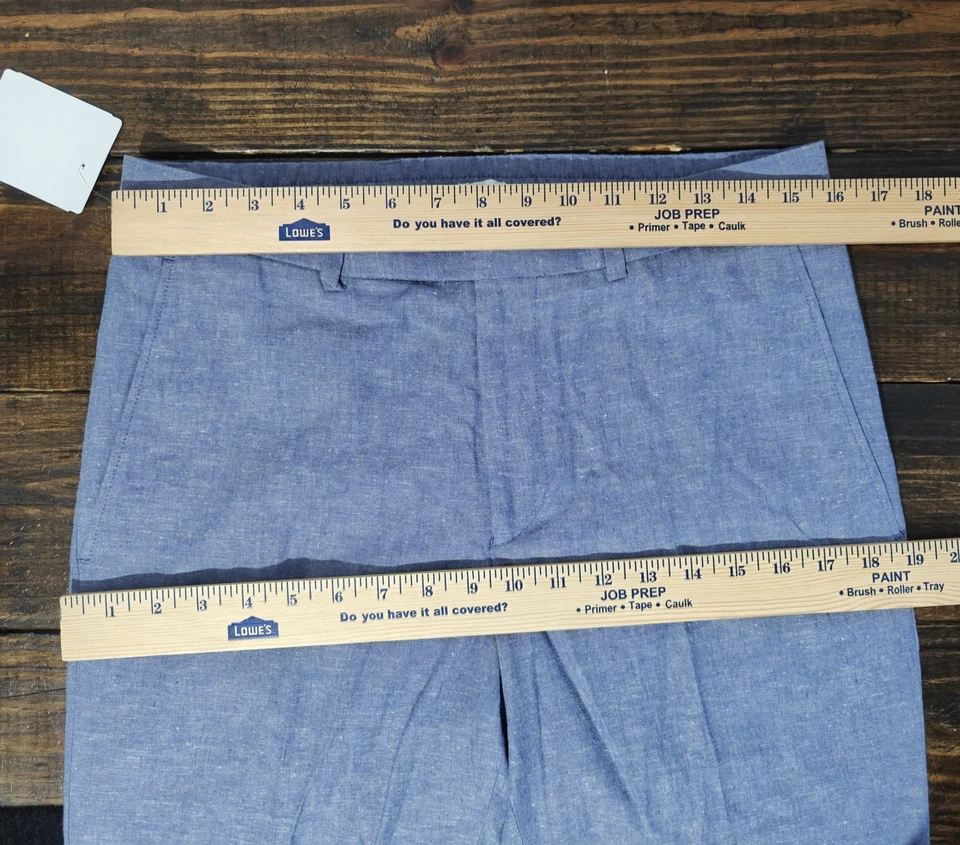 Pantalones Kenneth Cole Reaction para hombre TECHNI-COLE lino algodón azul corcho 31 x 33 NUEVO Foto 3 de 4