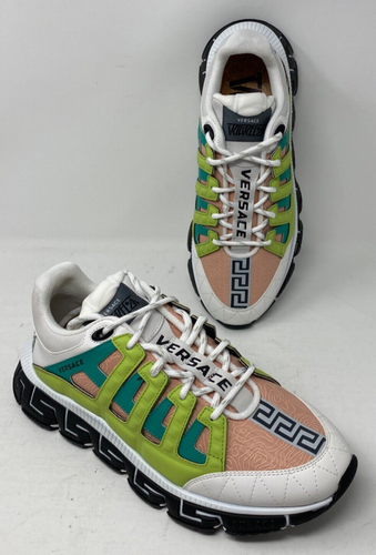 $950 Men's Versace Trigreca Sneakers White Mauvelous Citron DSU80941A02709 43 10 - Picture 3 of 18