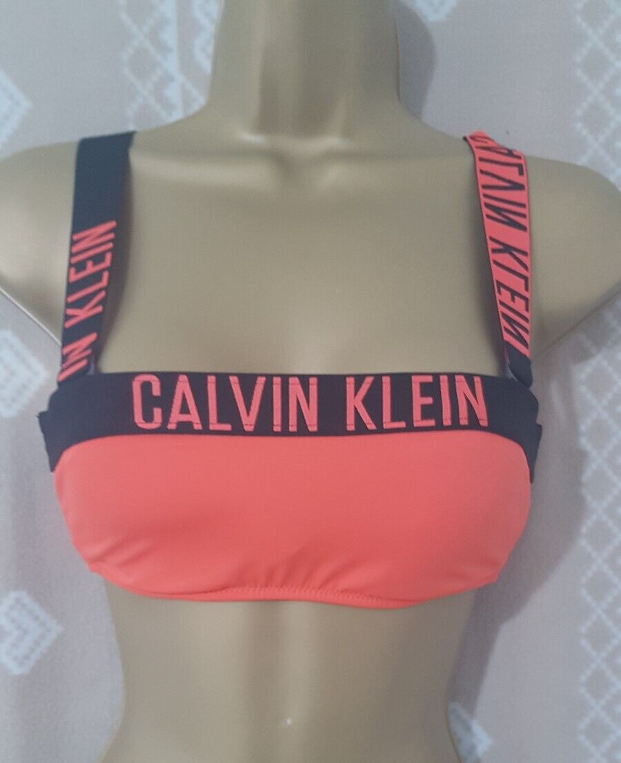 Calvin Klein intense power bralette bikini top in bright Orange UK XS  Classic