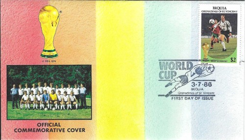 Mexico 1986: West Germany $2 cover with FDI World Cup, Bequia postmark