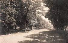 Street View West Chicago St. Looking toward town, Tecumseh MI RPPC Postcard COPY
