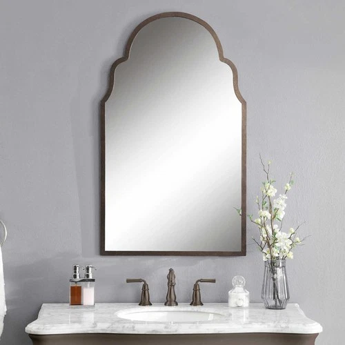 Uttermost 12668 P Brown Brayden Arched Mirror With Metal Frame - Picture 3 of 5
