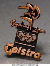 OLYMPIC PINS 2000 SYDNEY AUSTRALIA TELSTRA MEDIA BRONZE