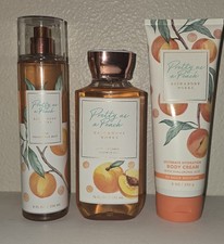 Bath  Body Works PRETTY AS A PEACH Fragrance Mist Cream Shower Gel LOT Womens