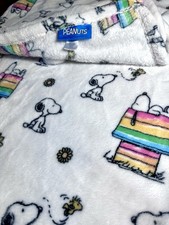 Berkshire Peanuts Snoopy Woodstock Rainbow Velvet Soft Throw Blanket 50 x70