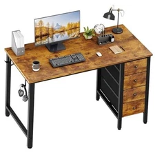  47 inch Computer Desk with 4 Fabric Drawers, Reversible Writing Work Study 