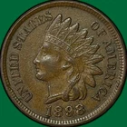 1898 Indian Head Cent Choice Almost Uncirculated AU+/UNC Coin #34001