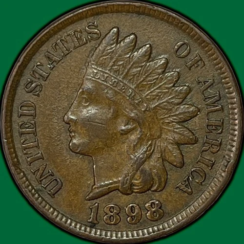 1898 Indian Head Cent Choice Almost Uncirculated AU+/UNC Coin #34001