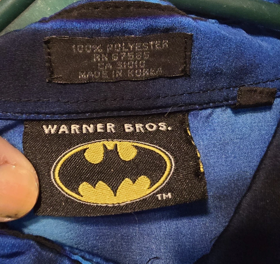 Camisa abotonada vintage DC Warner Bros Batman para hombre XL azul Foto 4 de 4
