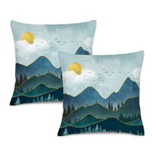 Mountain Nature Landscape Throw Pillows Cover 18x18 Inches Set of 2 Green Dec...