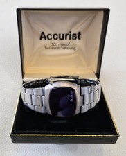 Boxed Accurist LED wristwatch 1970s working. New batteries. 