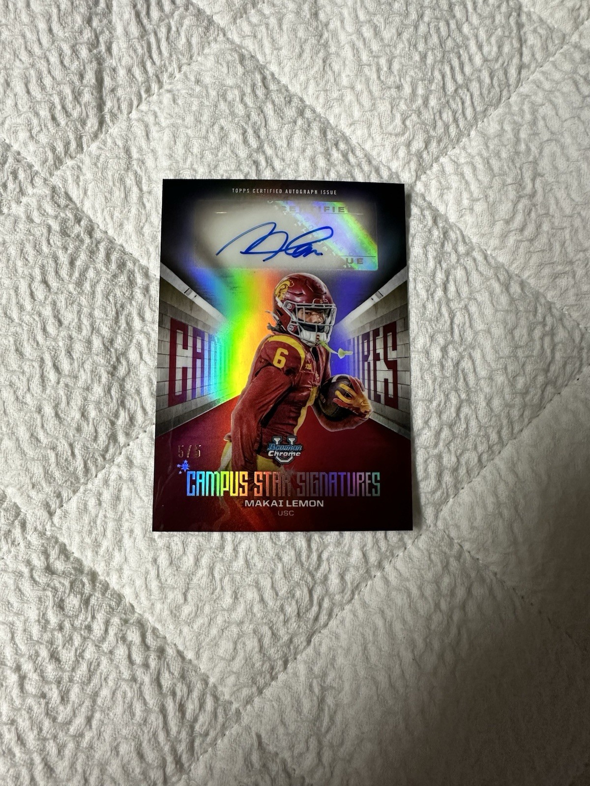 2025 Bowman U Chrome Football Makai Lemon Campus Star Signatures Red 5/5