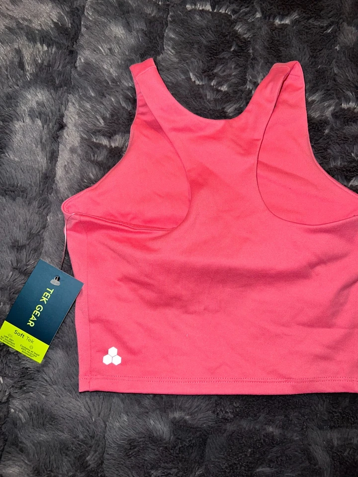 Camiseta sin mangas recortada Tek Gear niñas pequeña rosa suave tecnología correr entrenamiento elástica Foto 2 de 4