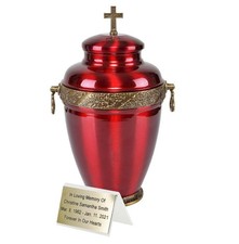 Beautiful Red Metal Cremation Urn Funeral Urn For Adult Ashes