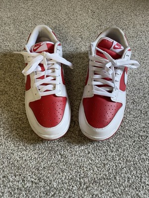 White And Red Nike Dunks (9.5) No Creases 