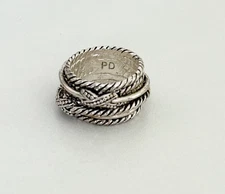 Premier Designs PD Signed Silver Tone Wide Cable Wrap X Band Ring Size 8