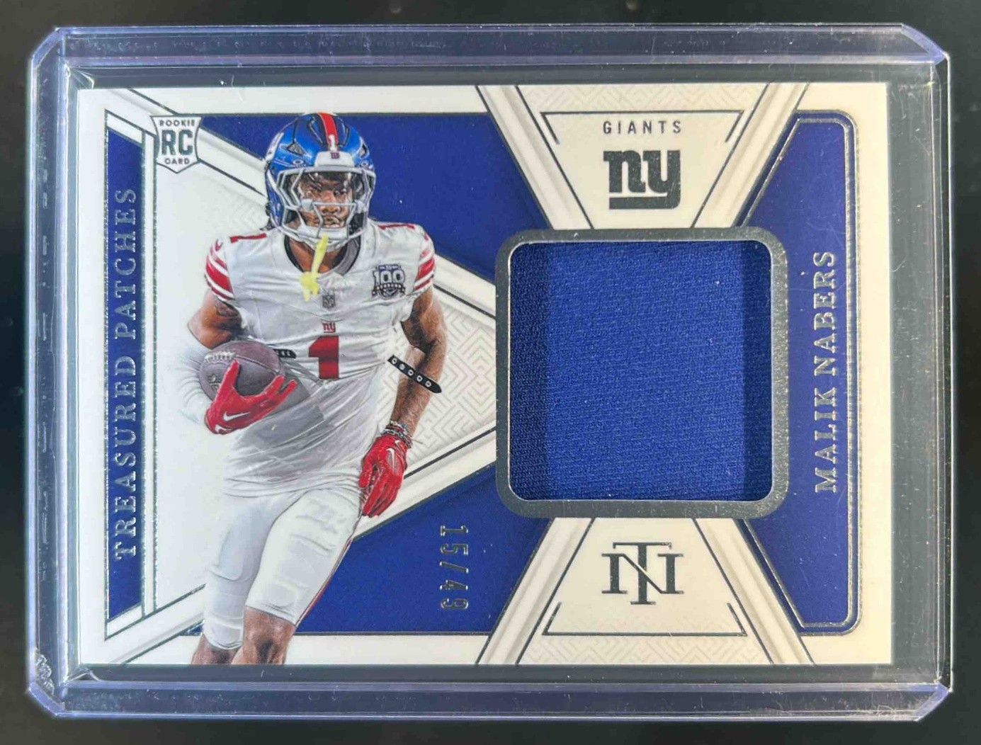 2024 Panini National Treasures Malik Nabers Treasured Patches RC #15/49 Giants