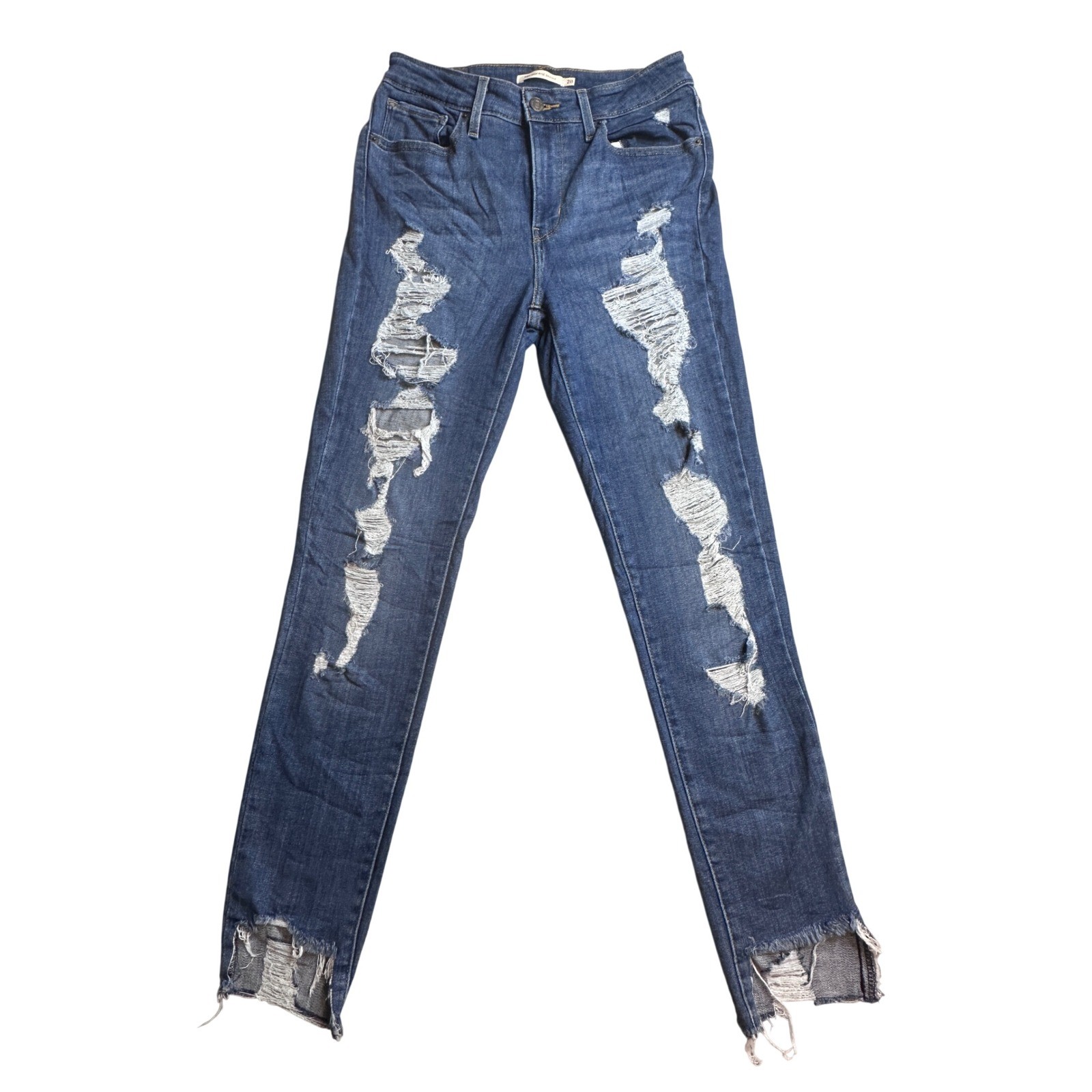 Womens 28 Medium Wash Distressed Blue Denim