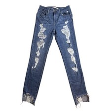 Levis 721 High Rise Skinny Jeans Womens 28 Medium Wash Distressed Blue Denim