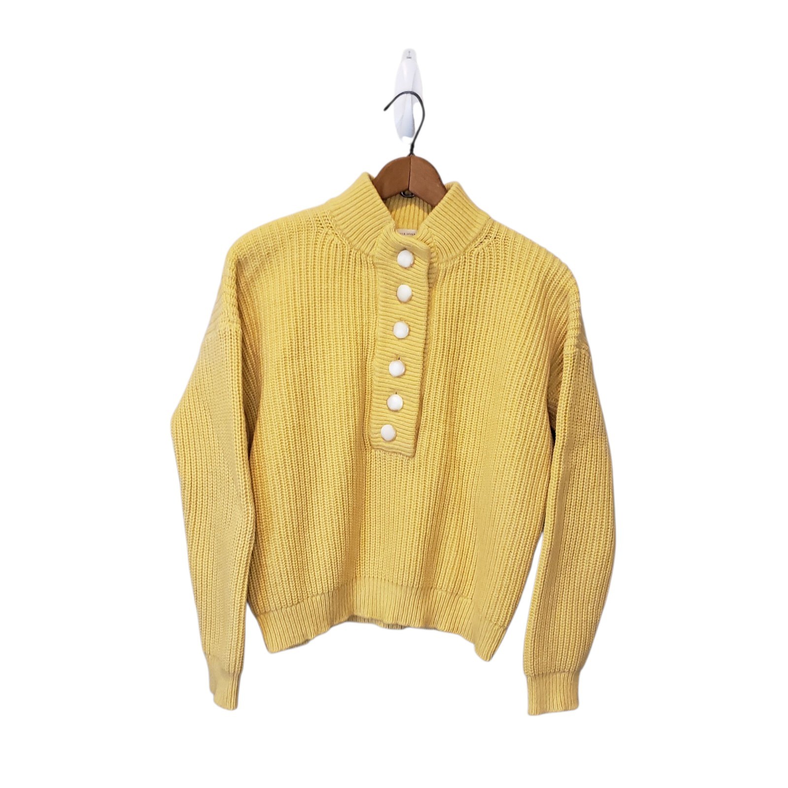 Sezane Womens Lucas Jumper Sweater Butter Yellow Size XS Button