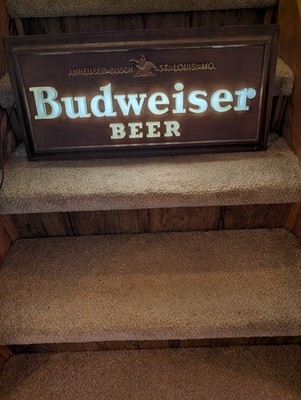 BUDWEISER BEER 1950s LIGHT UP SIGN Fluorescent Advertising Raymond N Price & Co