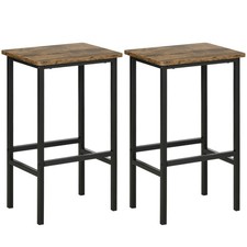 HOMCOM Industrial Bar Stools Set of 2, Kitchen Bar Chairs Home Pub Rustic Brown