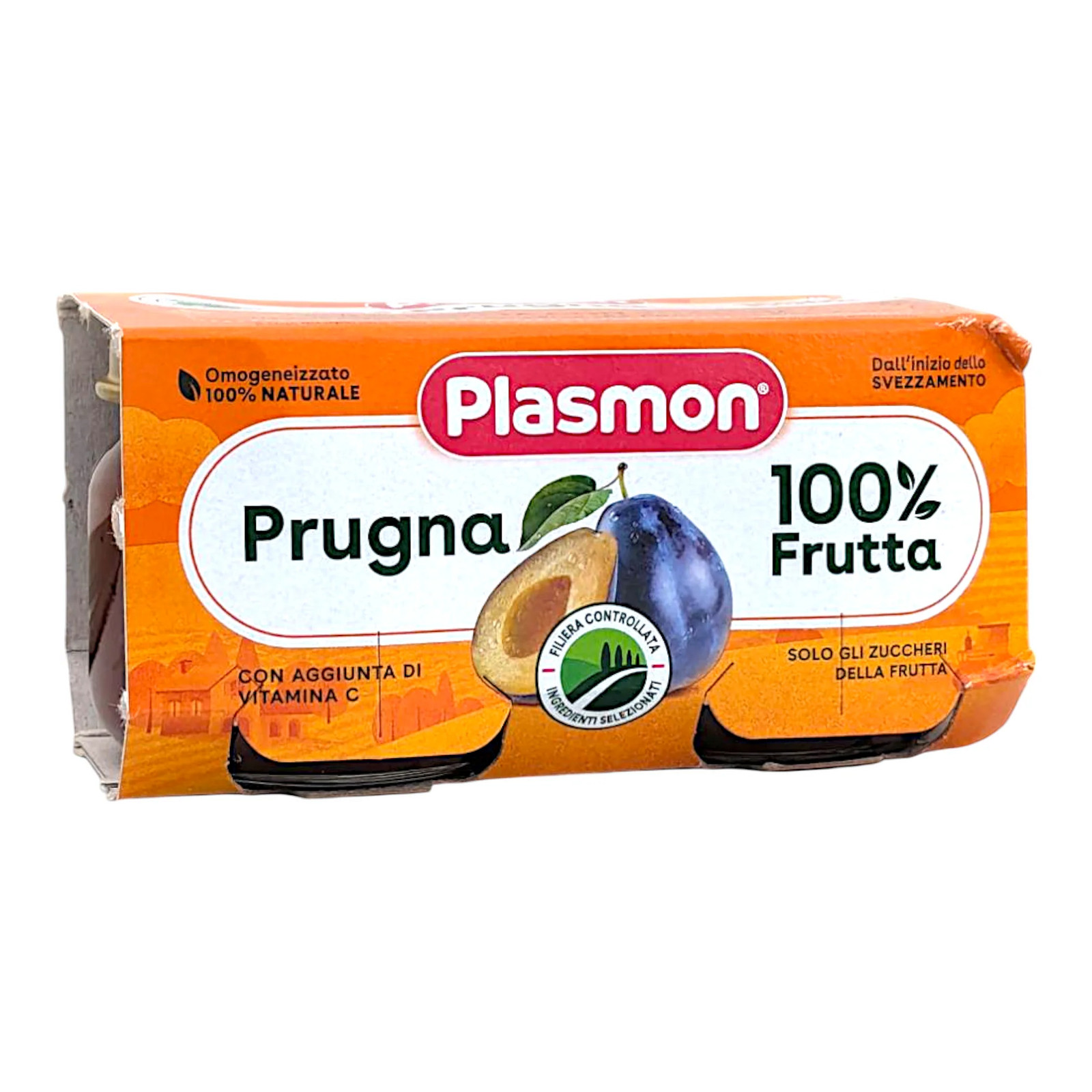Plasmon Baby Food Fruit Plum - Omogeneizzato di Prugna 2x80g Jars