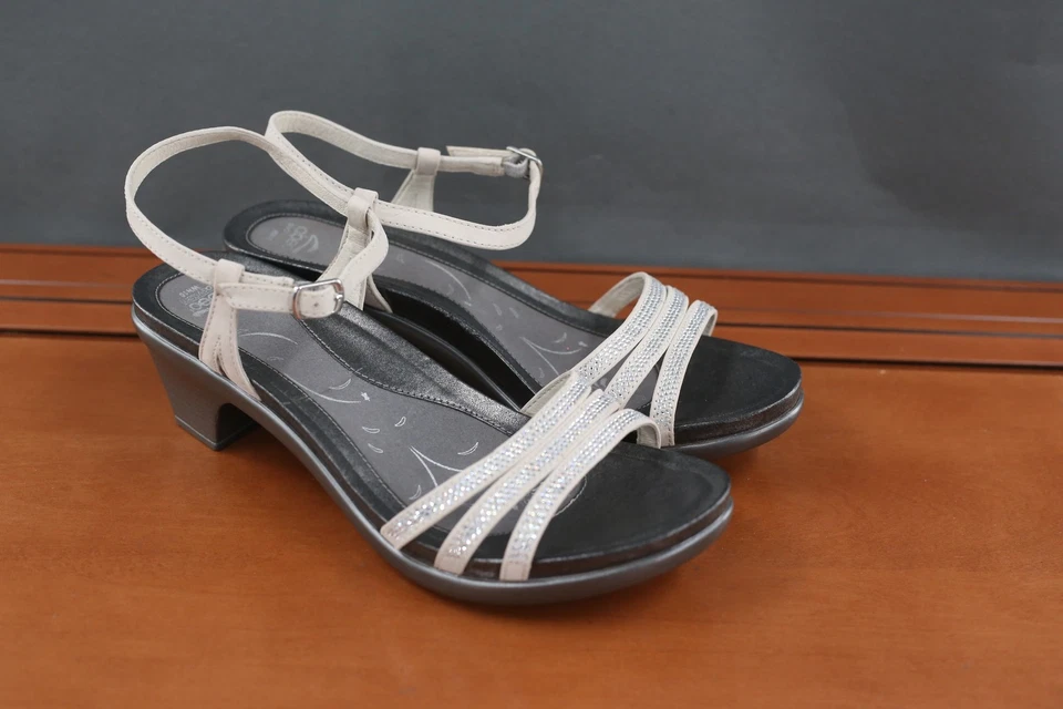 Zapatos Abeo Grace para mujer 10 sandalias plateadas con tiras tacones sistema biológico cómodos informales Foto 3 de 4