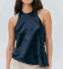 URBAN OUTFITTERS ♡ Black Satin ♡ Sexy ♡ Festival ♡ Halter Top ♡ Low Back ♡ Sz XL