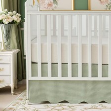Scallop Edge Cotton Crib Skirt, Baby Boy, Baby Girl, Gender Neutral Crib Skir...