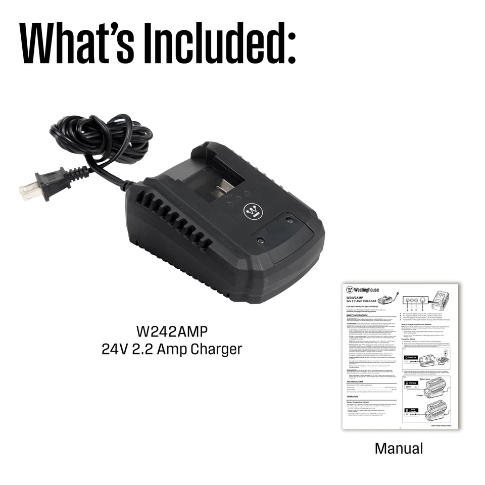 Cargador Rápido Westinghouse W24V2AMP 24 Voltios 2.2 Amp, 120V, Universal 24V Litio- Foto 4 de 4
