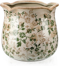 6 Inch Ceramic Plants Pots Vintage Ceramic Flower Planters Crackle Glaze Finish