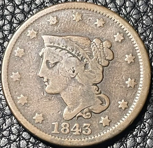 Photo of a 1843-P Large Cent from an eBay listing that sold on Jul 20, 2026