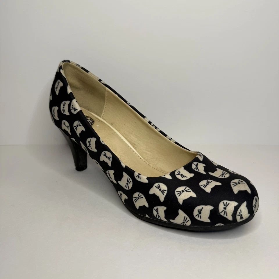 T.U.K. Tacones All Kitty Anti Pop Negro Blanco - Mujer Talla 9 Foto 2 de 4