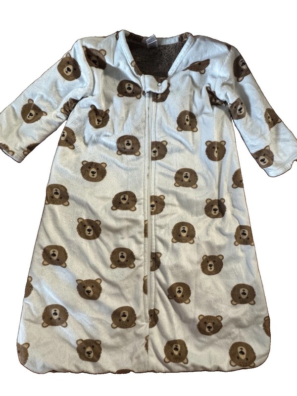 Hudson Baby Wearable Blanket Sleepsack 6-12 Months Bear Print White Brown