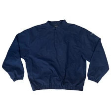 Walter Hagen Mens Large Pullover Windbreaker Golf Jacket Navy Blue Long Sleeve