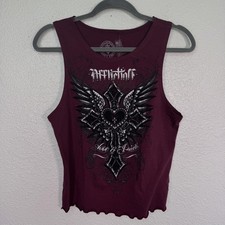 Affliction Tank Top Womens XL Heart Cross Win...