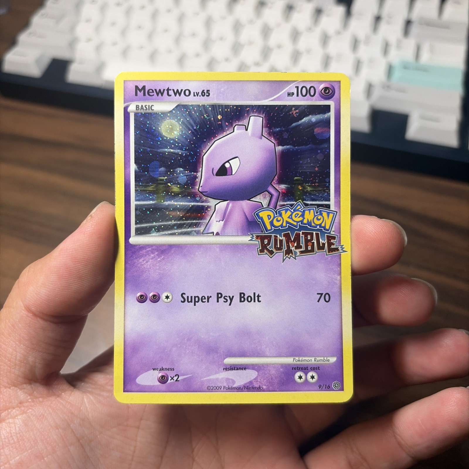 Mewtwo 9 Rumble Holo LP- HOLO BLEED!