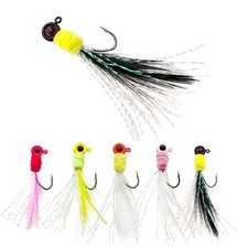 20 PCS Crappie Jigs Heads With Feather 1/8oz Jig Heads Kit For Bass