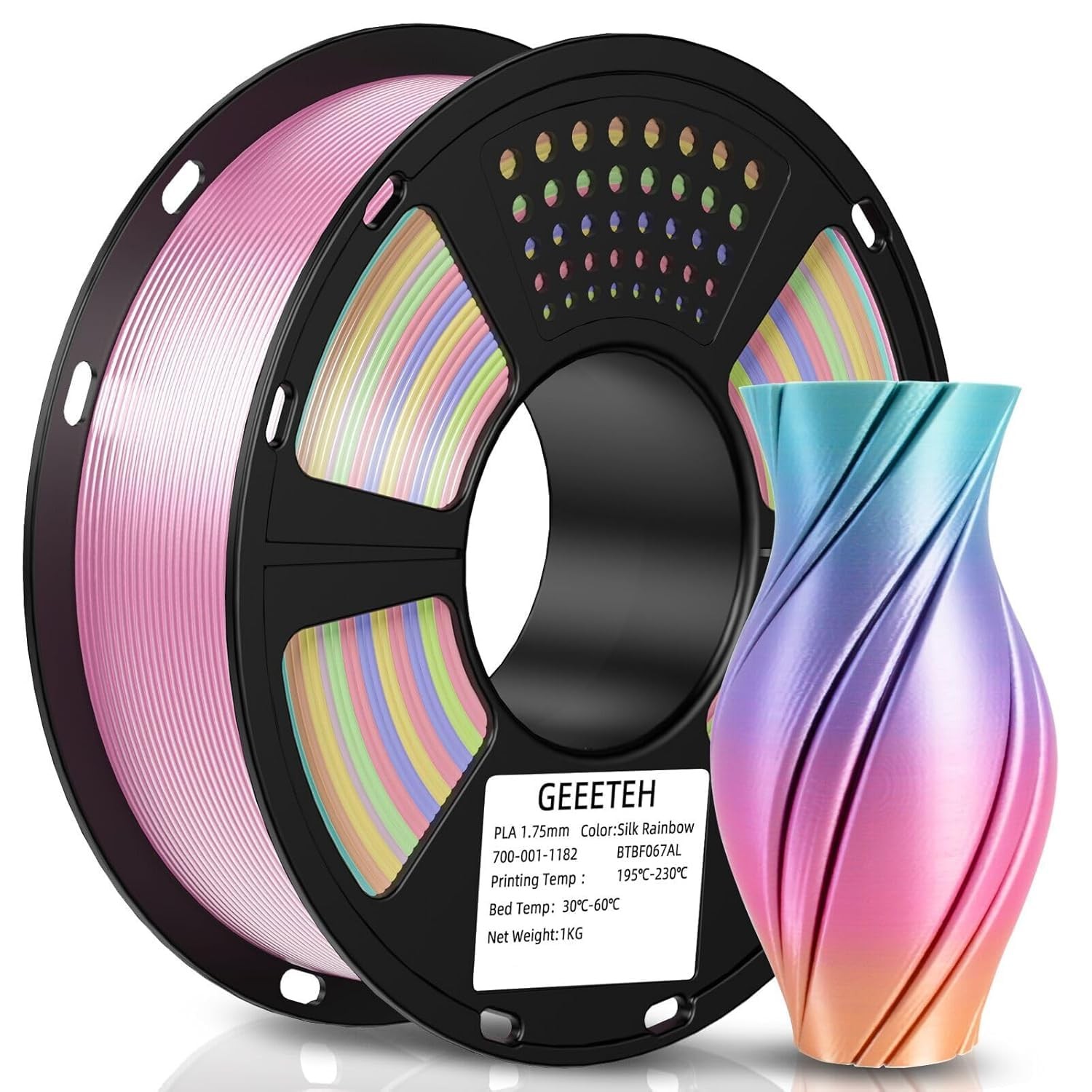 PLA Filament 1,75mm 1kg Silk Regenbogen für 3D Drucker