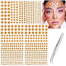 591pcs Face Gems Hair Gems Pearls, Self-Adhesive Face Jewels Eye 06.orange