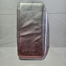 Bobbi Brown Silver Makeup Bag Faux Leather Zipper Pockets
