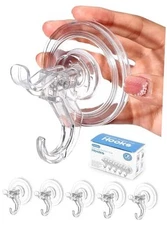  Heavy Duty Suction Hooks Pack, Holds up to 11 lbs, Modern & 5 Transparent