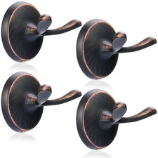 4 Pack Oil Rubbed Bronze Towel Hooks Heavy Duty Double Robe Hooks Bathroom