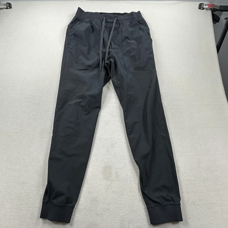 Pantalones Lululemon Para Hombre Medianos Negros Joggers Puño Acanalado Cordón Cremallera Bolsillo Deporte Foto 2 de 4