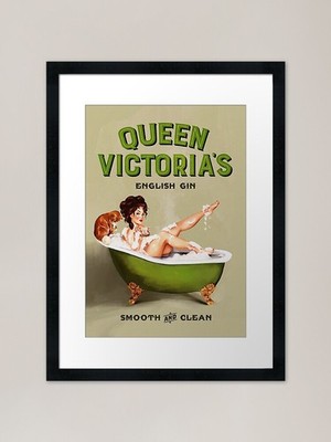 Sexy gerahmtes Wandbild Poster Leinwanddruck Bild ''Queen Victoria's English Gin''