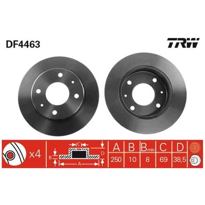 2x TRW Scheibenbremse hinten 4605A076 M4605A076 26004910
